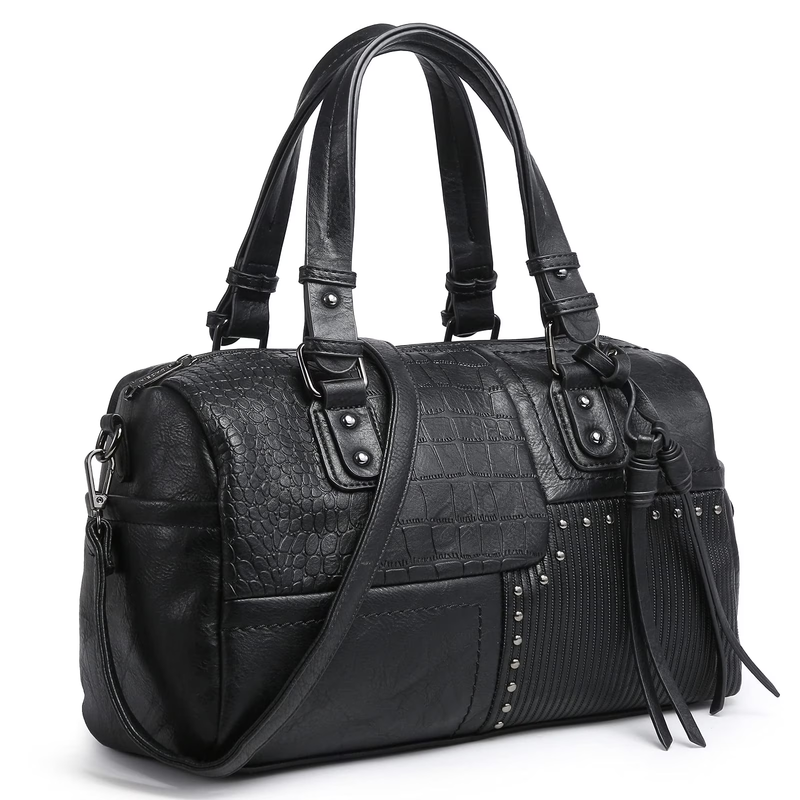 Women Soft Vegan Leather Barrel Bags Large Top Handle Totes Satchel Handbags Sho10