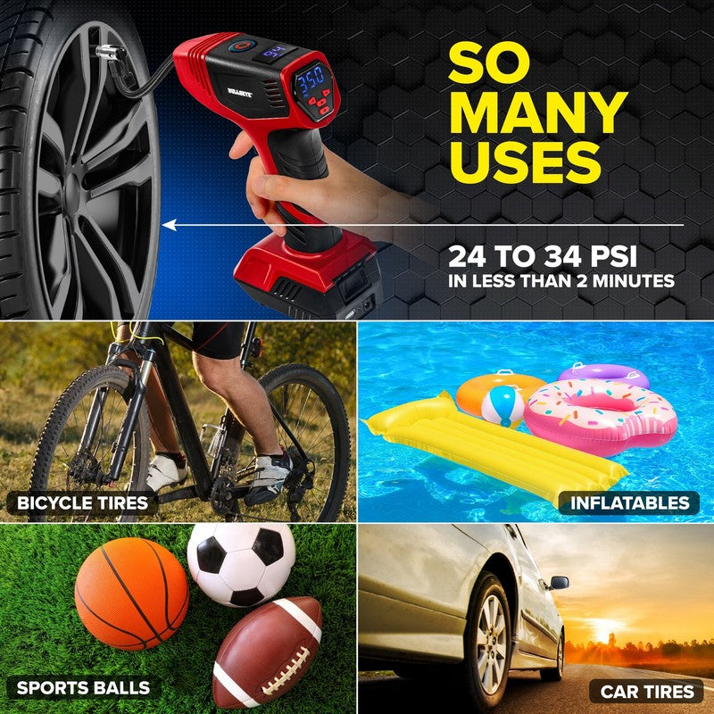 150 PSI Tire Inflator  Portable Electric Air Compressor for Car Bike, LED, 12V 7