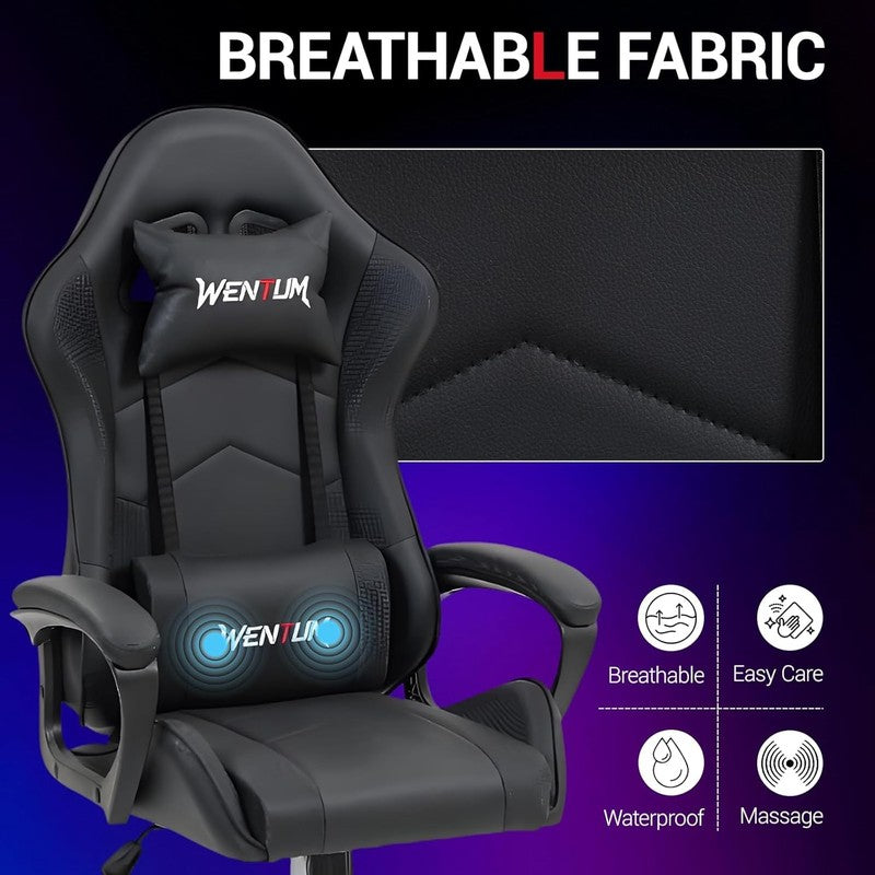 Massage Gaming Chair, Ergonomic PC Desk Chair with Headrest and Massage Lumbar S6
