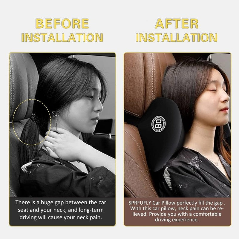 Cozy Memory Foam Car Neck Pillow w/ Adjustable Strap & Breathable Cover – Black5