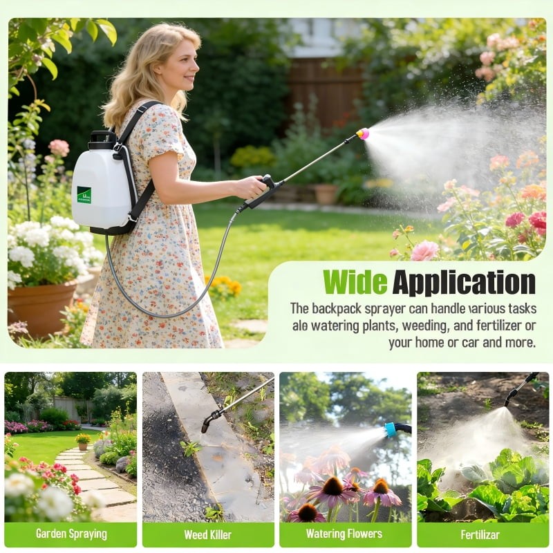 2.6 Gallon Battery Powered Backpack Sprayer Electric Garden Sprayer Adjustable N6