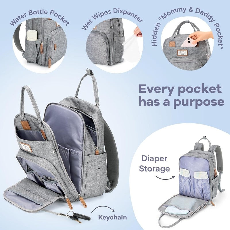 Diaper Bag Backpack Multifunction Travel Baby Diaper Bag with Changing Pad, Insu1