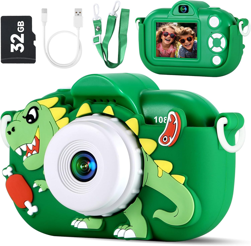48MP Kids Camera Dual Lens 1080P HD Selfie Toy Camera Boys 3-9 w/ 32GB SD9