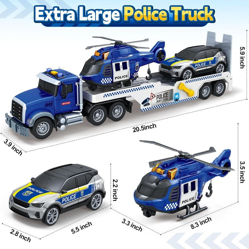 21" Semi Truck Toy, 3 4 5 6 Year Old Boys Toddlers Police Truck Toy with Racing6