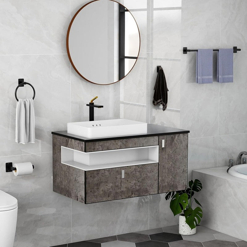 Matte Black Bathroom Accessories Set,  4 Pieces Bathroom Hardware Set, 24 Inch T5