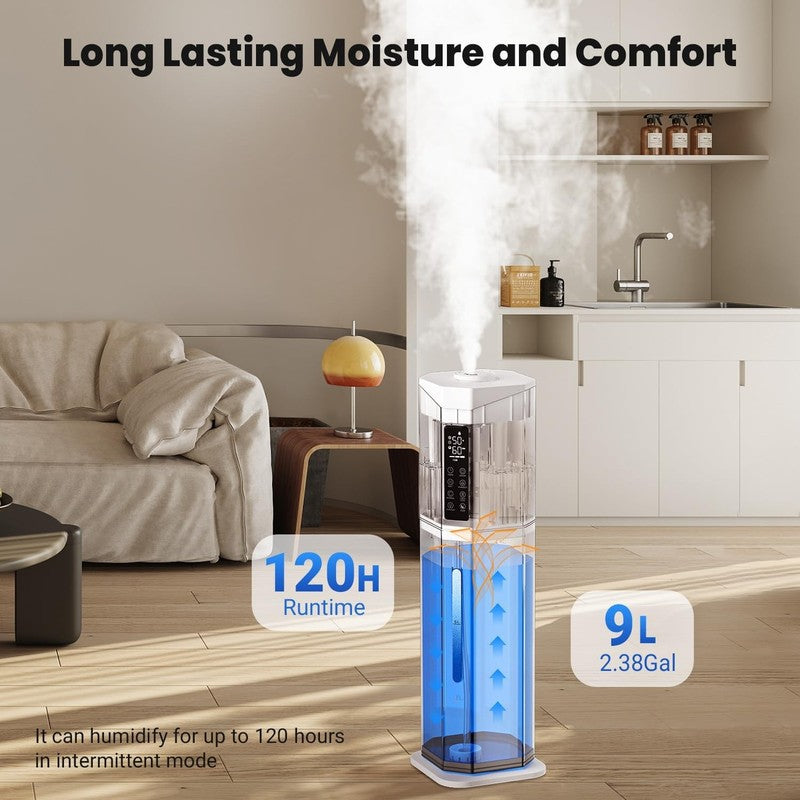 9L Cool Mist Humidifier Top Fill Large Room 120H Auto Mode 7 Color Light Quiet3