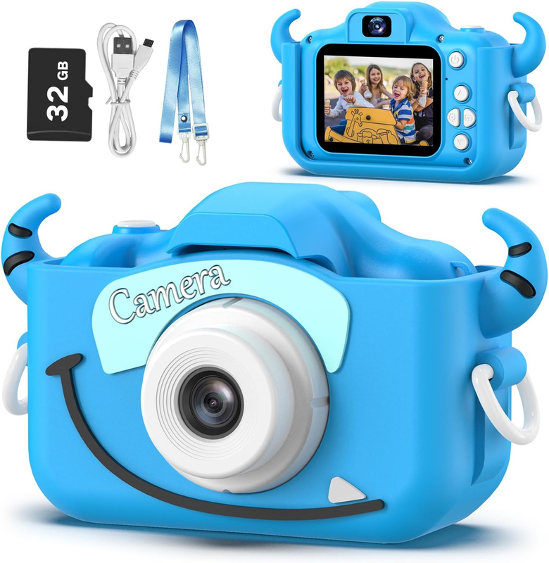 Kids Digital Video Camera Toy w/ Cartoon Cover 32GB SD Card Ages 3 89