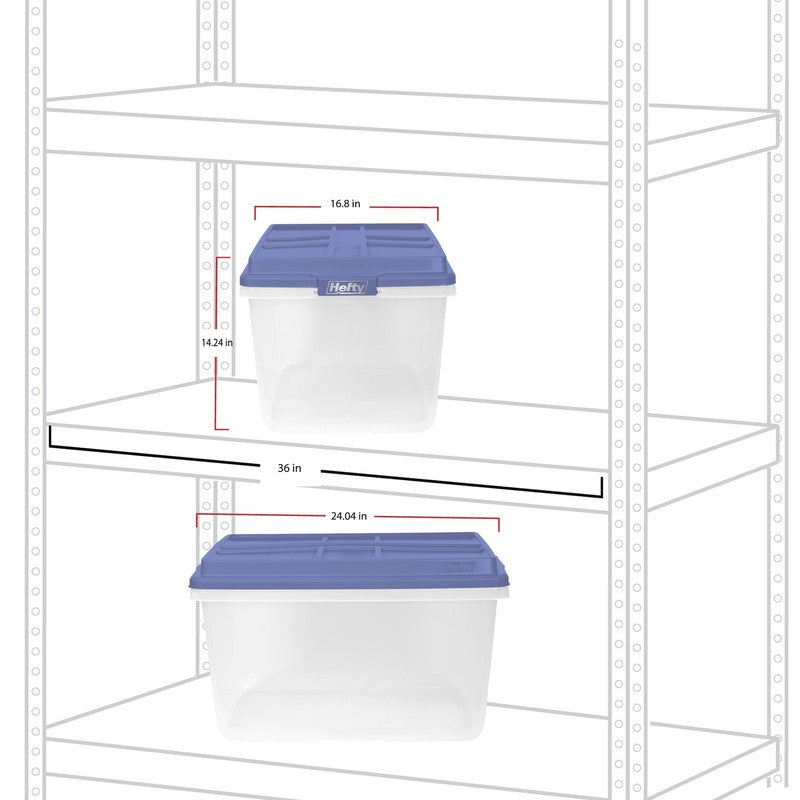 72 Qt. Clear Plastic Storage Bin with Blue HI-RISE Lid, 6 Pack1