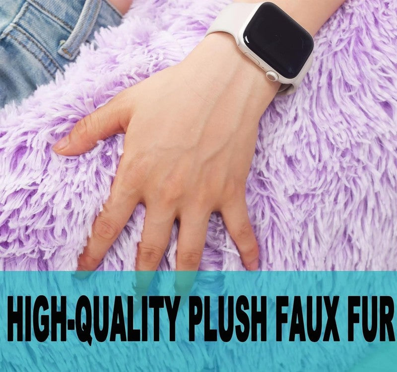 Fluffy Bean Bag Chair for Kids 2.5FT Memory Foam Faux Fur Lavender3