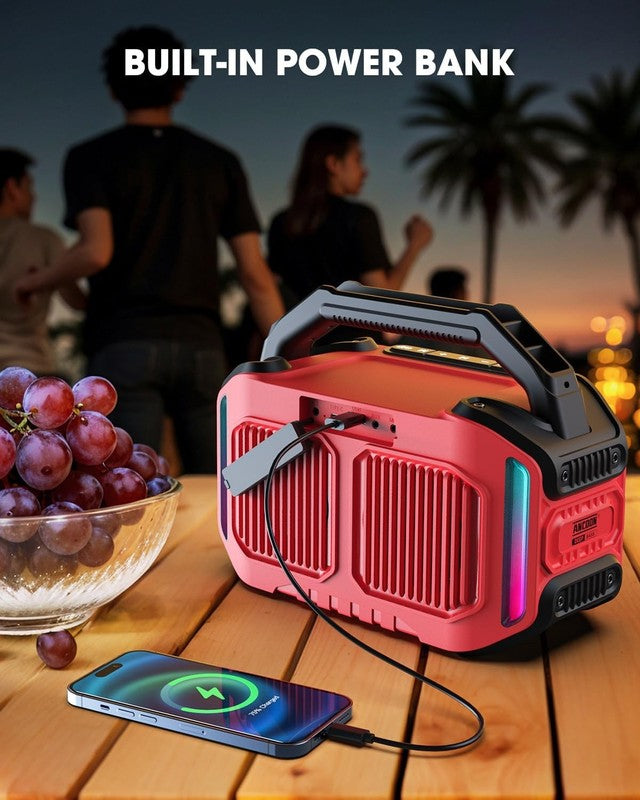 80W Bluetooth Speaker, Loud Bass, IPX6 Waterproof, 20H Playtime, TWS, Red6