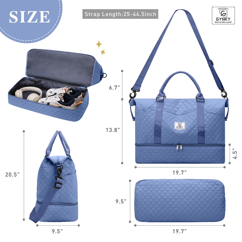 Travel Duffle Bag Weekender Bags for Women with Shoe Compartment Carry on Overni5