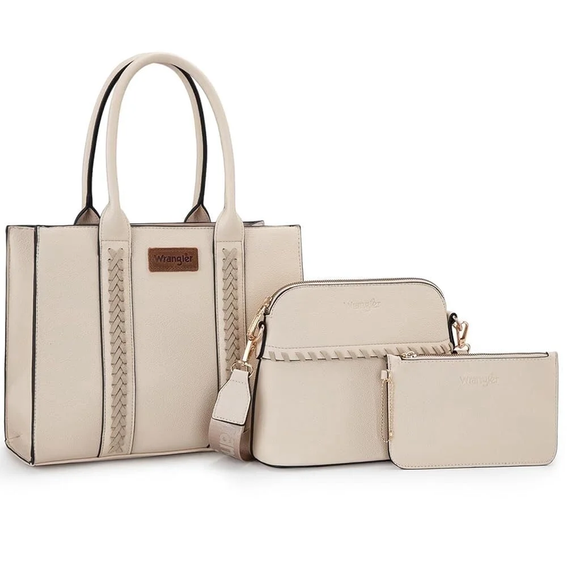 Wrangler 3Pcs Handbags Set Tote Bag & Medium Crossbody Purse & Wallet, Beige7