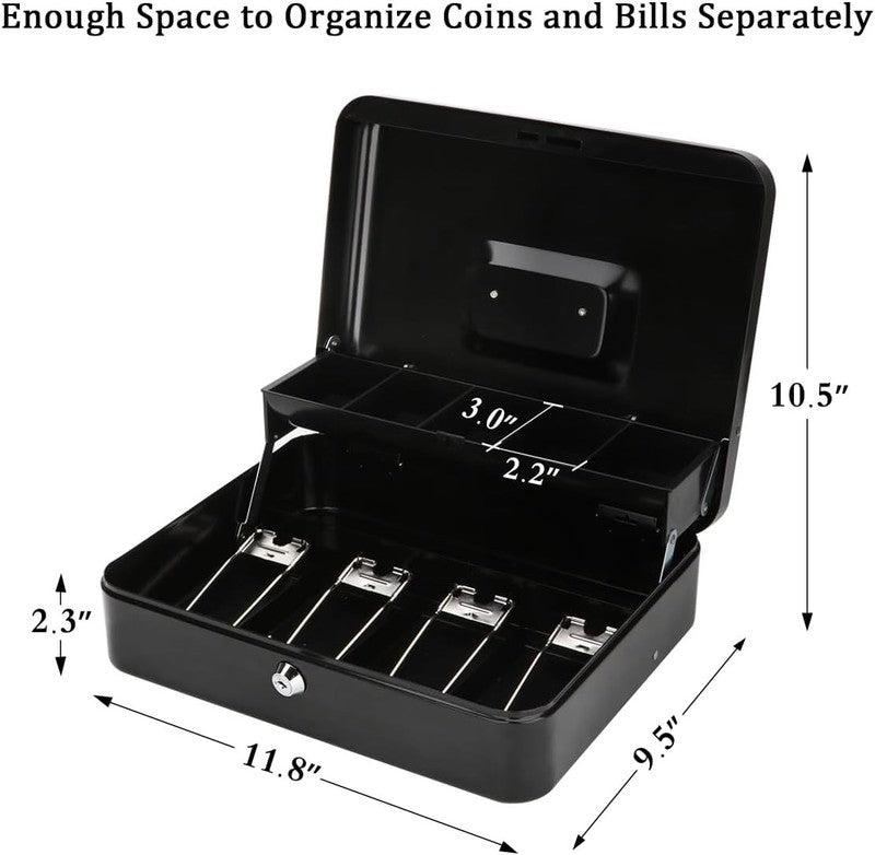 Locking Cash Box with Money Tray and Lock   Safe Box for Cash Saving Key Lock Mo2
