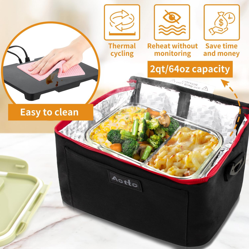 Portable Electric Lunch Box 12V/24V/110V Food Warmer Black Red2