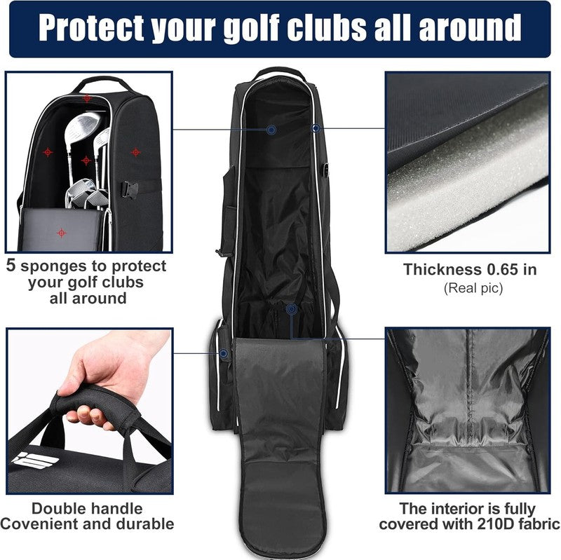 Golf Travel Bag with Wheels,Golf Travel Case for Airlines  Black2