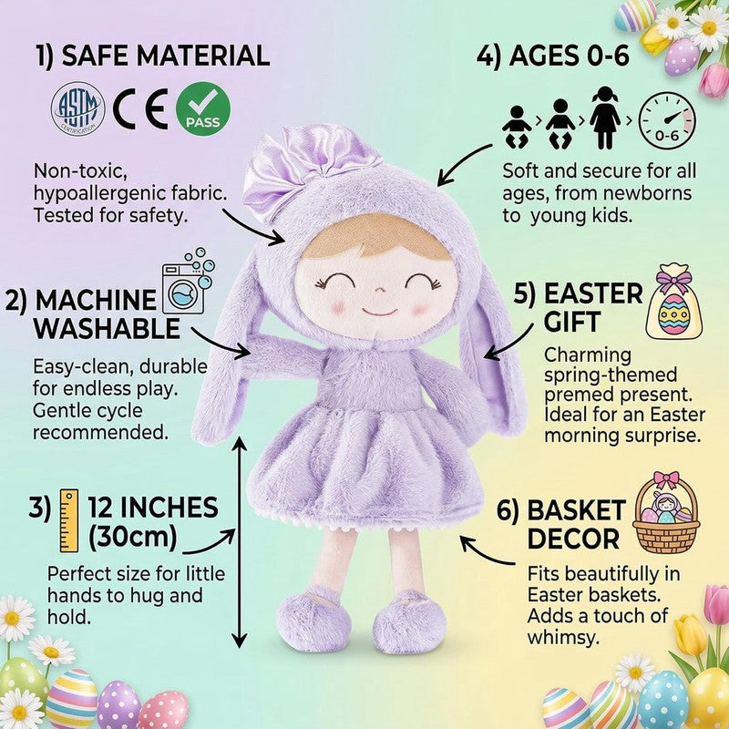 Easter Bunny Gift Baby Girl Gift Plush Bunny Dolls First Baby Doll Toddlers Rabb4