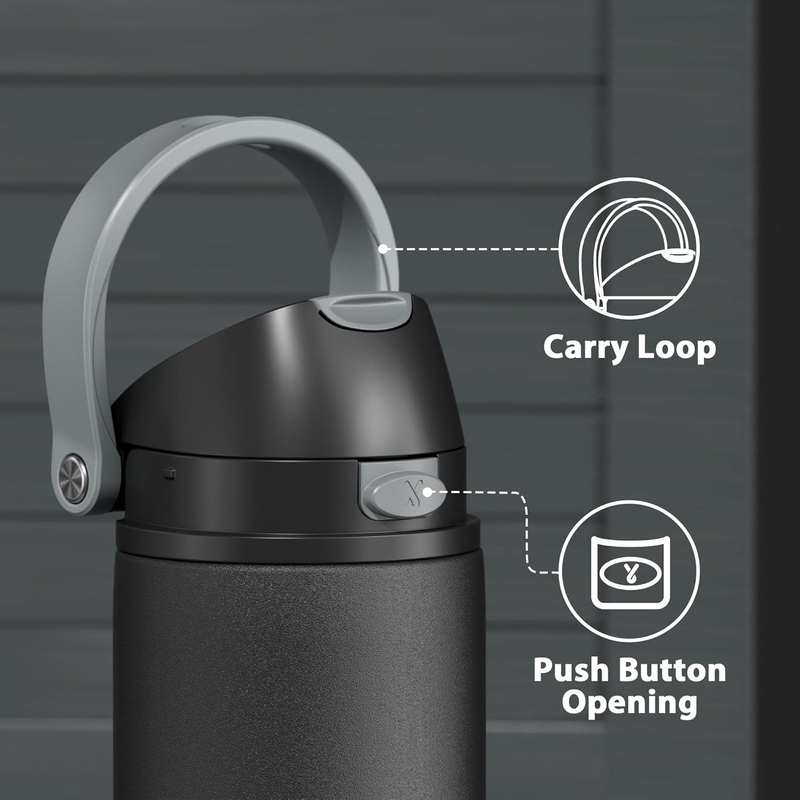 24oz Stainless Steel Water Bottle 2-in-1 Straw Spout Lid Leakproof Gym4