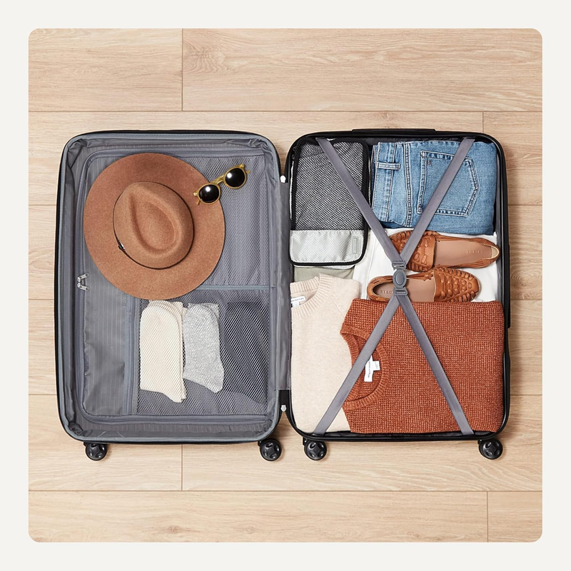 30" Expandable Hardside Checked Luggage Spinner Suitcase Light Blue3