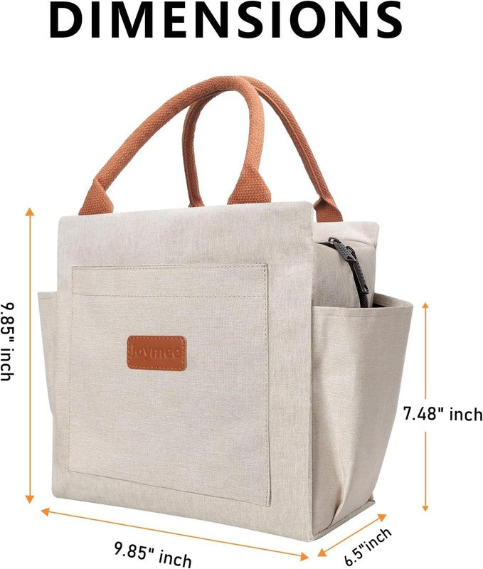 Insulated Lunch Bag Women Leakproof Large Cooler Tote w Bottle Holder Beige1