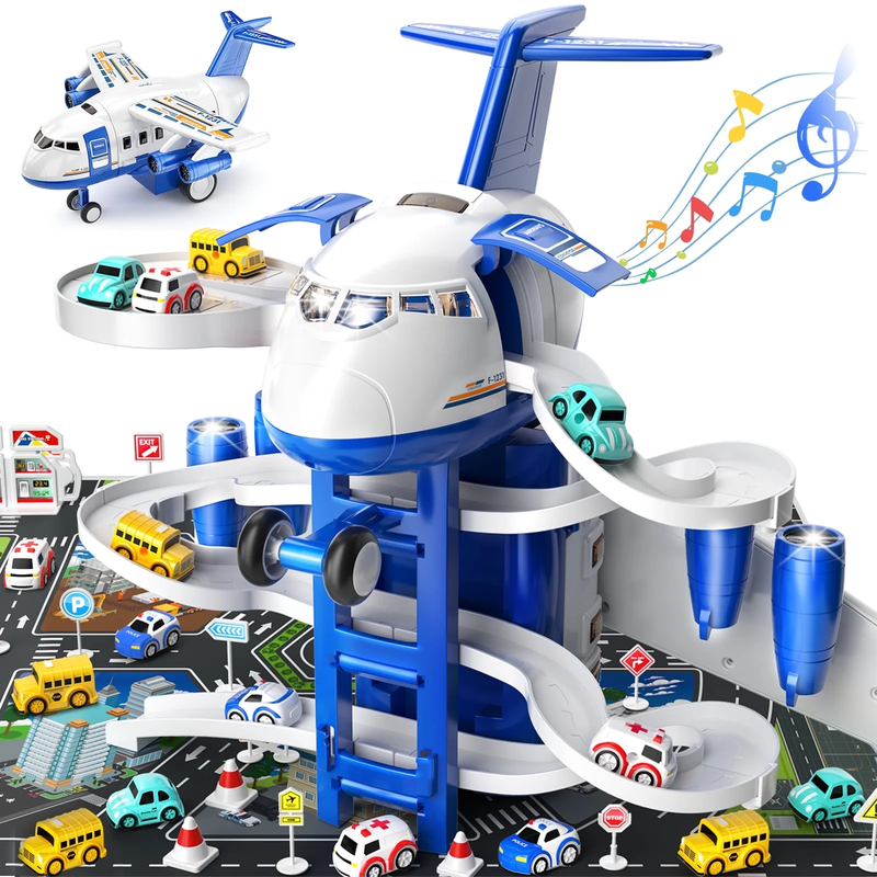 Kids Airplane Toys Race Tracks Car Toys for 3 4 5 6 7 Boys - Transport Airplane 0