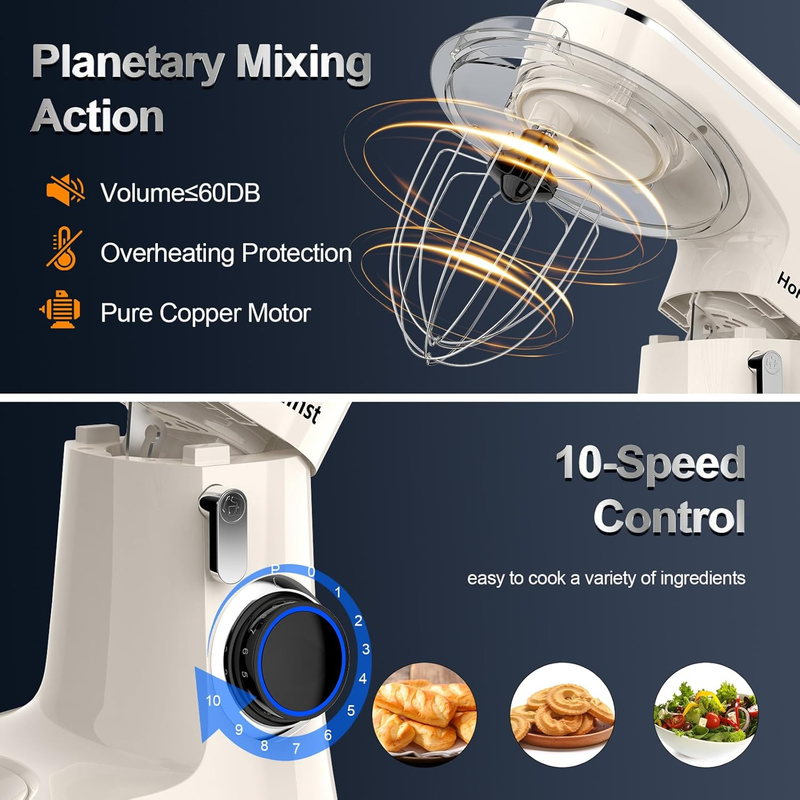 6.5QT Stand Mixer 10 Speed Tilt Head Kitchen Mixer with Bowl Blue2