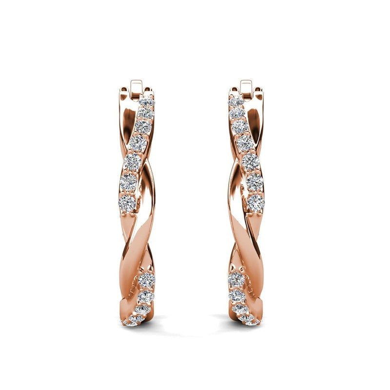 Lauren 18K Rose Gold Plated 22Mm Hoop Earrings with Crystals for Women9
