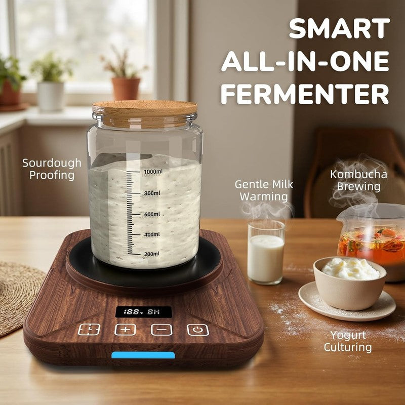 Sourdough Starter Warmer Mat Brown w/ Timer, Thermostat 70 100°F, Fits 40oz Jar5