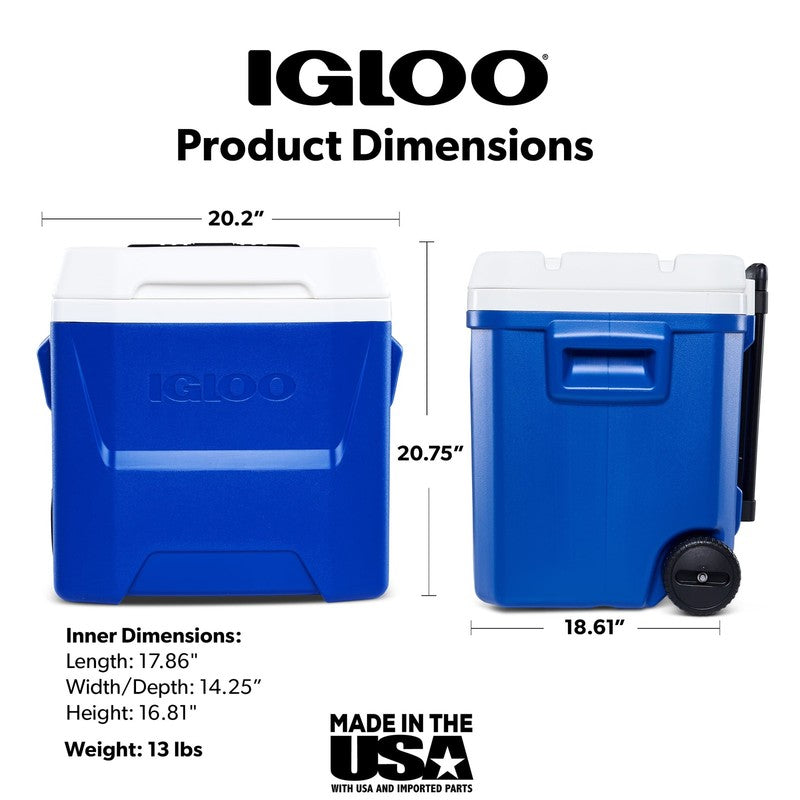 60 QT Laguna Ice Chest Cooler with Wheels, Blue3