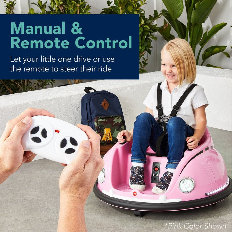 Yellow 6V Kids Ride On Bumper Car Remote 360 Spin Harness Lights4