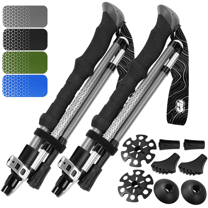 Foldable Hiking Poles – Lightweight Adjustable Aluminum Trekking Poles Cork Grip7