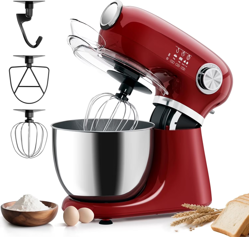 12 Speed Stand Mixer Tilt Head 5.3QT Stainless Steel Bowl Red Kitchen Mixer9