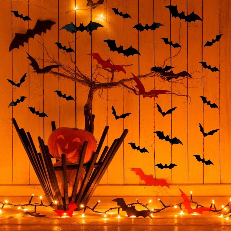 120-Piece 3D Halloween Bat Wall Decor – Waterproof Black Bat Stickers in 4 Sizes7