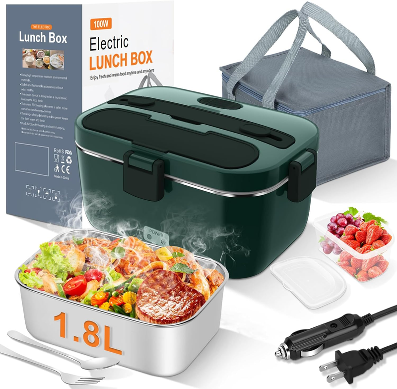 Electric Lunch Box 100W 1.8L Heated Food Warmer 12/24V 110 230V Portable7