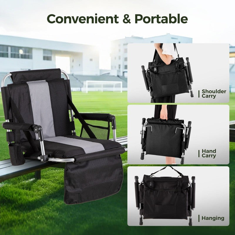Portable Stadium Chair Stadium Seat for Bleacher with Cup Holder, Gray1