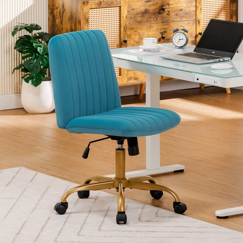 Extra Plush Velvet Channel Upholstered Office Chair, Cool Water7