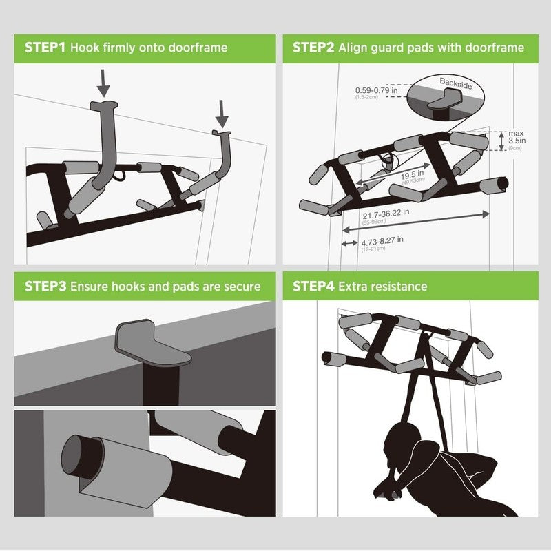 2025 Upgrade Multi Grip Pull up Bar with Smart Hooks, Heavy Duty Home Gym Bar6