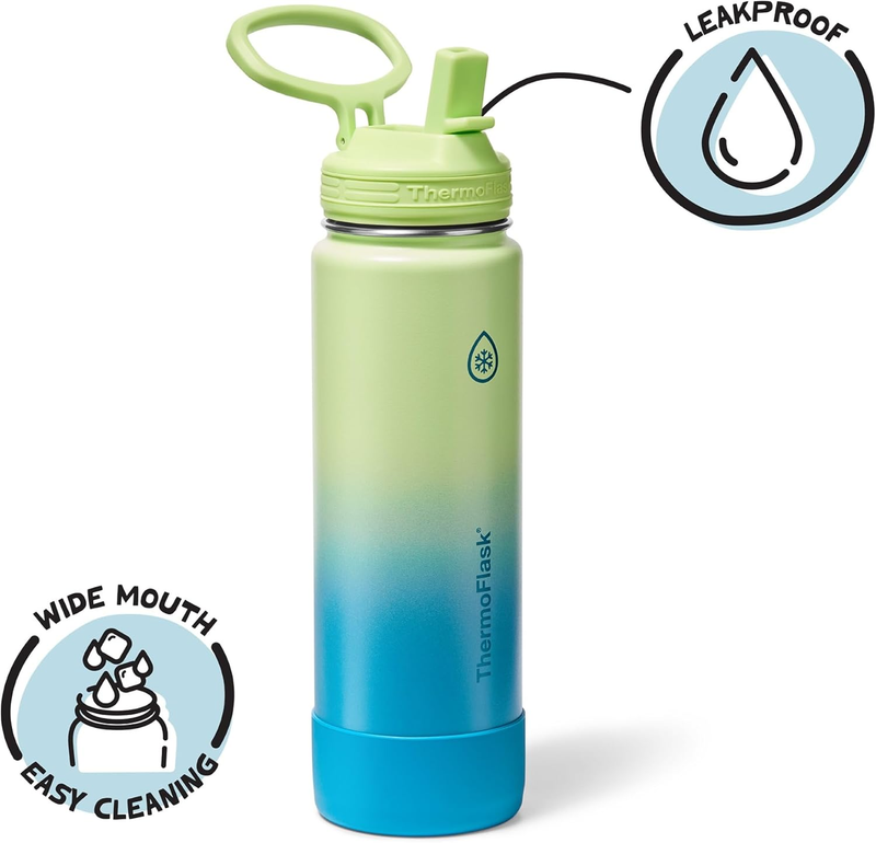 24oz Insulated Water Bottle Stainless Steel Spout Lid Leakproof Hot Cold4