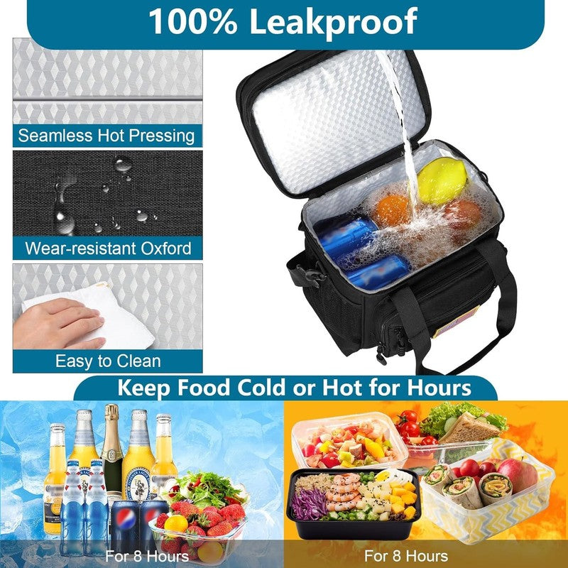 Double Deck Insulated Lunch Box, Expandable Large Lunch Bag Leakproof Cooler Bag4