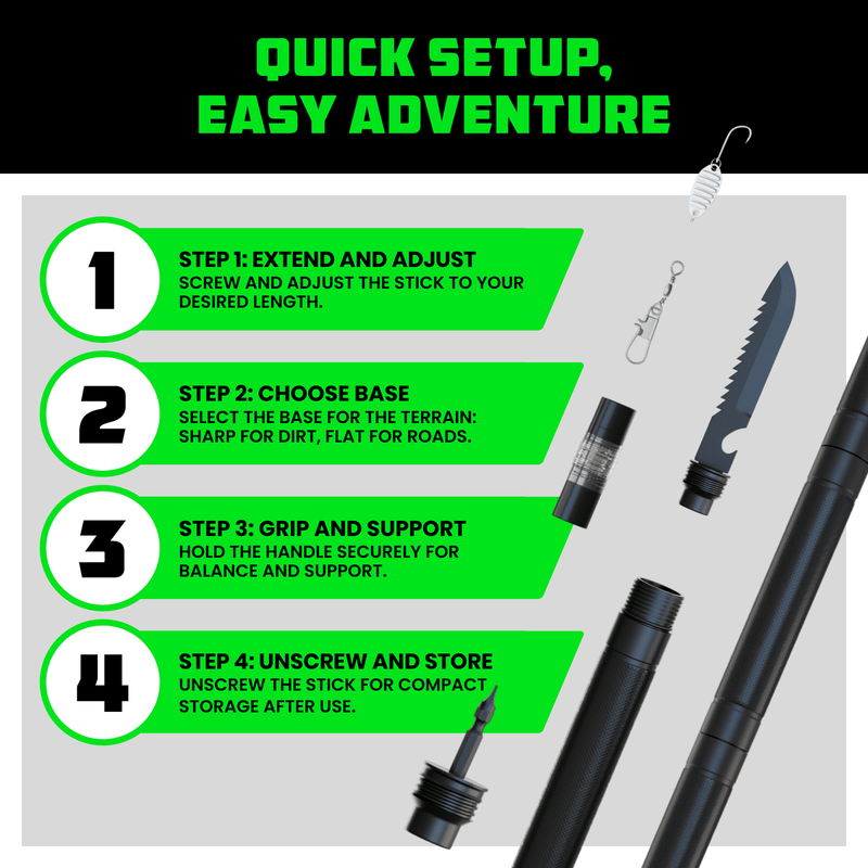 Hiking Stick with Survival Kit Durable Trekking Pole Camping Gear6