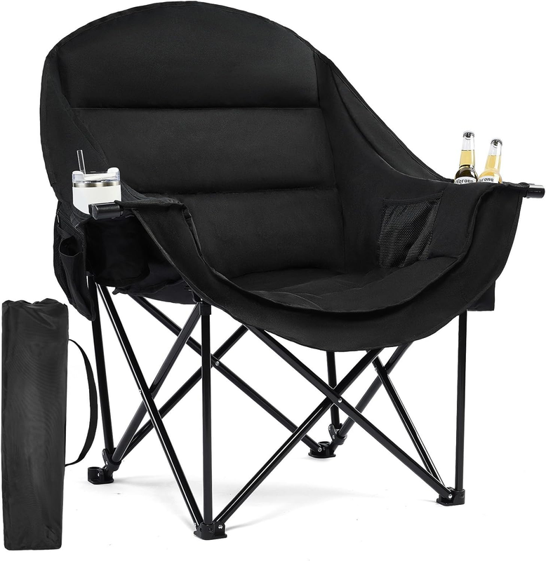 Oversized Camping Chair Heavy Duty Padded XL Folding Outdoor Lawn Chair w/Holder9