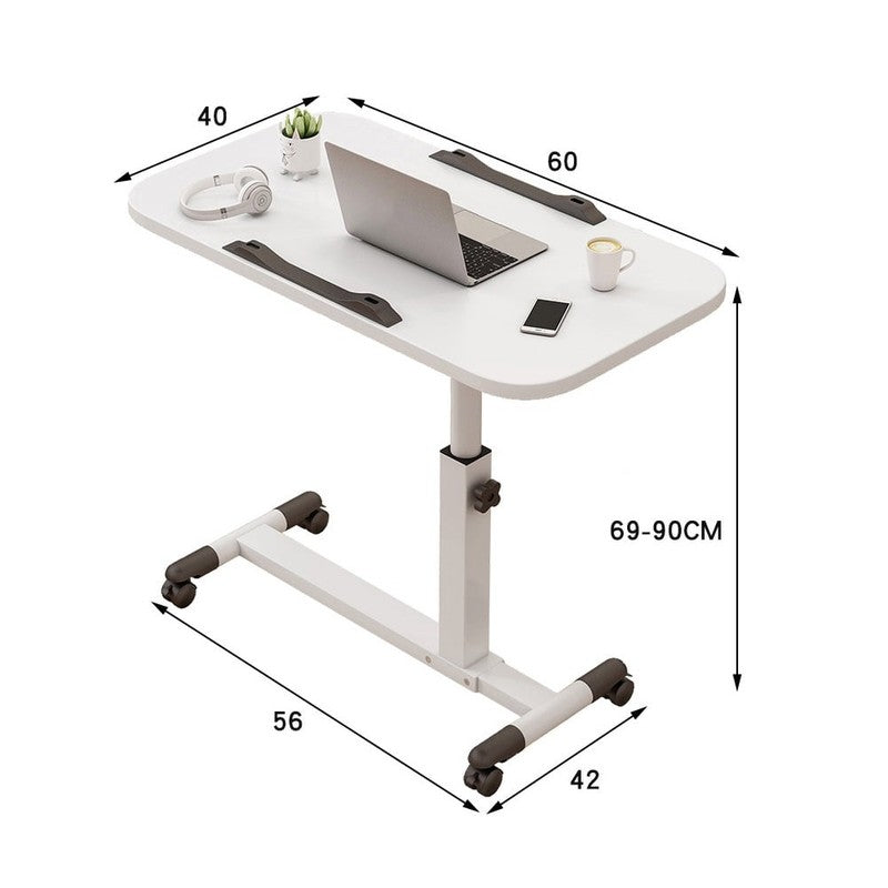 Home Medical Overbed Table, Hospital Bedside Table with Tilting Desktop and Whee2