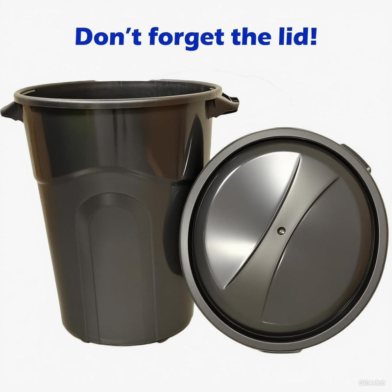 32 Gal Heavy Duty Plastic Trash Can w/ Lid & Handles for Indoor Outdoor Use8