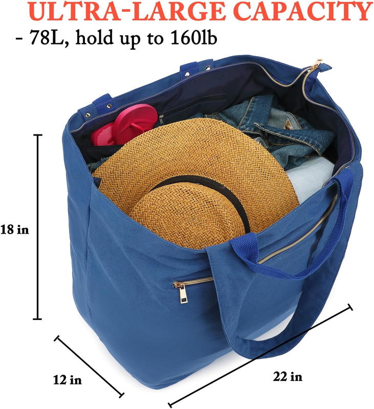 Beach Tote Bag Waterproof Sandproof Large Canvas Pool Cruise Essentials4