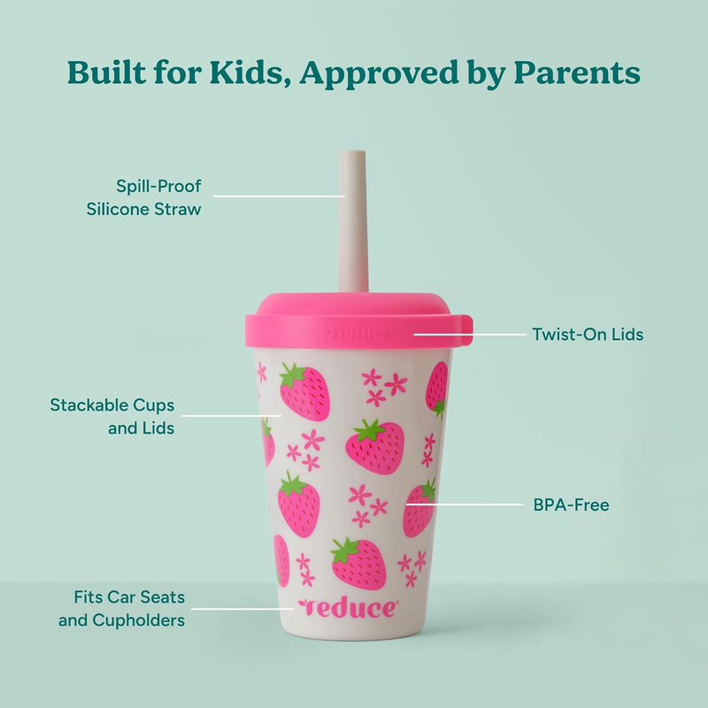 Gogo’s Kids 5PK Stackable Tumblers 12oz w/ Lids Spill Proof Straws2