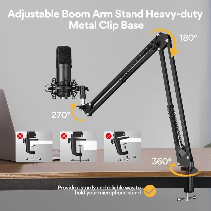 USB Microphone,  192Khz/24Bit Plug & Play PC Computer Podcast Condenser Cardioid6
