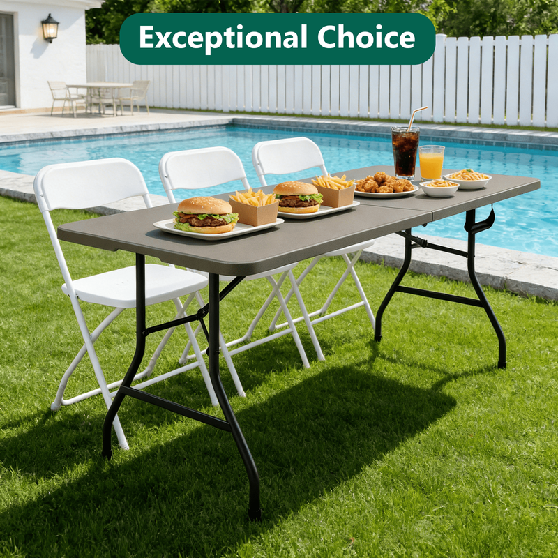 6Ft Folding Table, Portable Camping Table with Handle, Durable and Anti-Fouling1