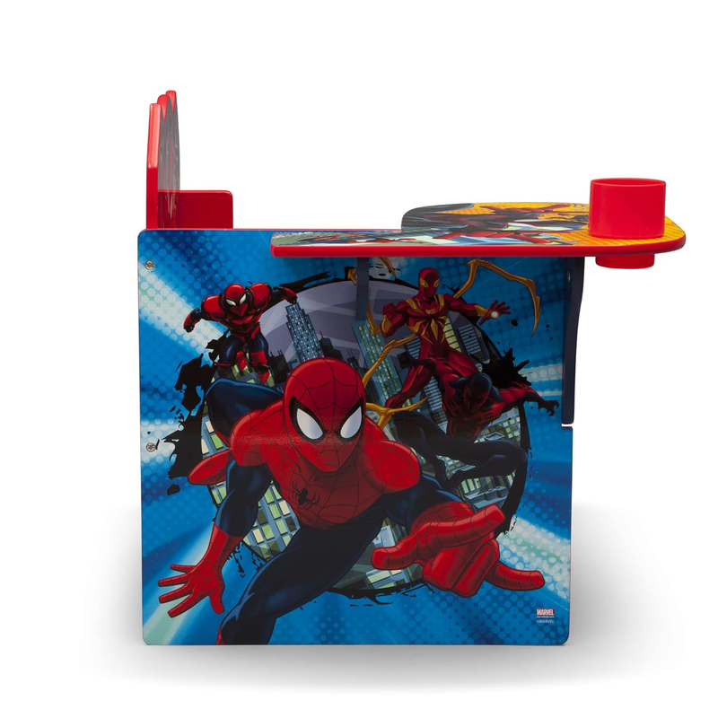 Spider Man Chair Desk w/ Storage Bin Armrest & Cushion Greenguard Gold Wood4