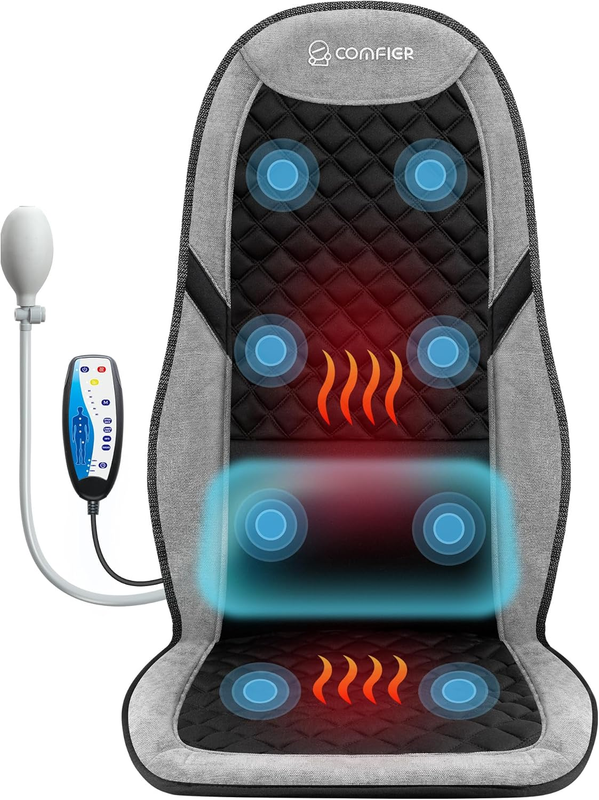 Back Massager Chair Pad w/ Heat Lumbar Support Pain Relief Seat Cushion10