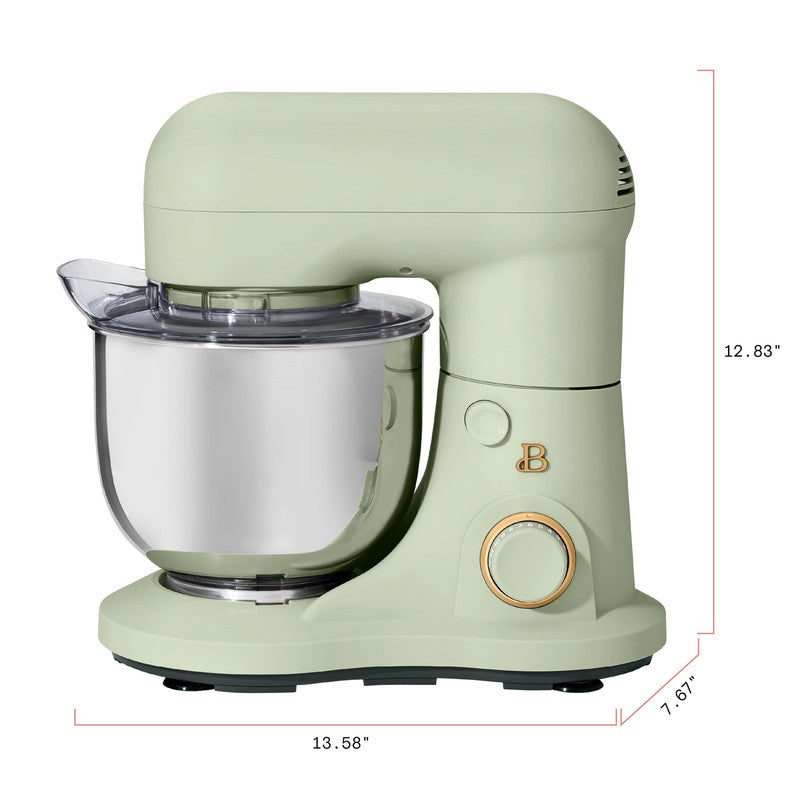 3.5 Qt Stand Mixer Sage Green w/ Flat Beater Dough Hook & Whisk6