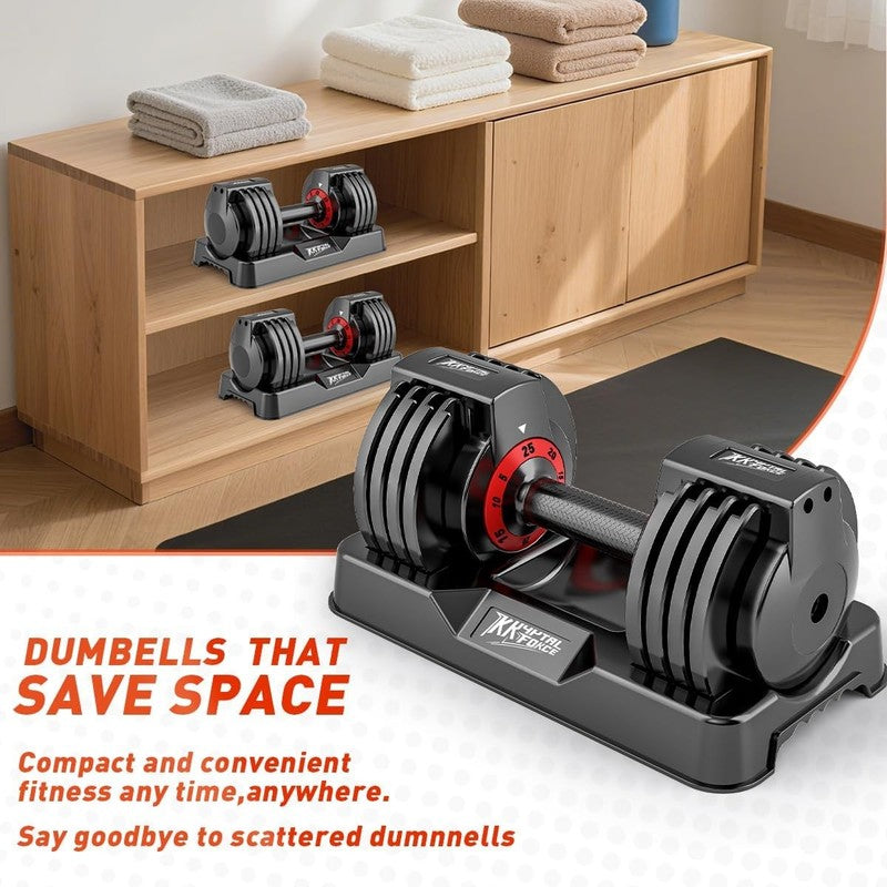 25/55lb Adjustable Dumbbells Set Anti-Slip Metal Handle Full Body Workout2